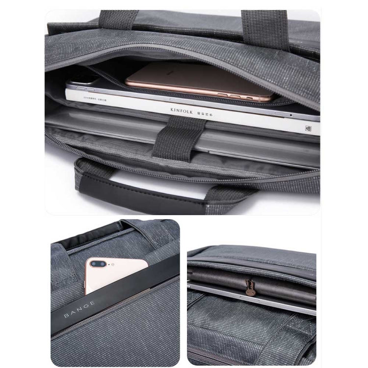 BANGE BG-2558 Large-capacity Waterproof and Wear-resistant Laptop Handbag, Size: L (Black) - 15.6 - 17 inch by BANGE | Online Shopping UK | buy2fix