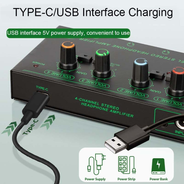 EF-4 RGB Professional 4 Channel Headphone Amplifier Studio Lossless Monitor Splitter - Consumer Electronics by buy2fix | Online Shopping UK | buy2fix