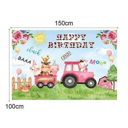 1.5m x 1m Cartoon Farm Animals Photography Backdrop Birthday Party Background Decoration(MDN12821) - Camera Accessories by buy2fix | Online Shopping UK | buy2fix