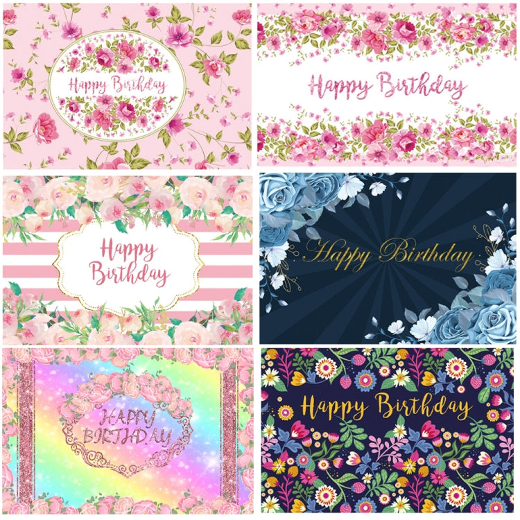 1.5m x 1m Flower Series Happy Birthday Party Photography Background Cloth(MDU04216) - Camera Accessories by buy2fix | Online Shopping UK | buy2fix