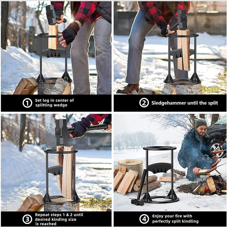 Firewood Kindling Splitter Manual Log Splitter with Carbon Steel Cutter Head, Model: Large A Type - Wood Chopping Tool by buy2fix | Online Shopping UK | buy2fix