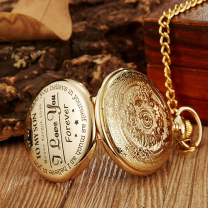 Engraved Vintage Commemorative Quartz Pocket Watch Round Watch, Style: Hushand (Silver) - Necklace Watch Watches by buy2fix | Online Shopping UK | buy2fix