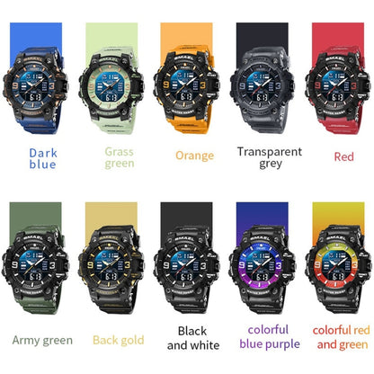 SMAEL 8049 Waterproof Sports Watch Men Multi-function Night Light Electronic Watch(Deep Blue) - Leather Strap Watches by SMAEL | Online Shopping UK | buy2fix
