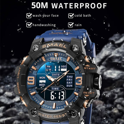 SMAEL 8049 Waterproof Sports Watch Men Multi-function Night Light Electronic Watch(Orange) - Leather Strap Watches by SMAEL | Online Shopping UK | buy2fix