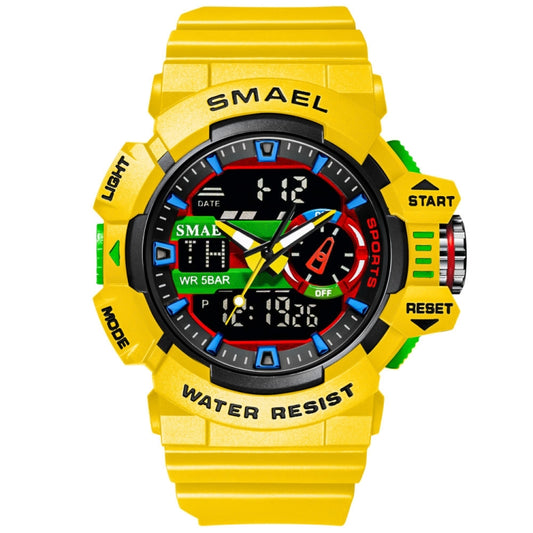 SMAEL 8043 Multifunctional Dual Display Shockproof Outdoor Waterproof Sports Quartz Watch(Yellow) - LED Digital Watches by SMAEL | Online Shopping UK | buy2fix