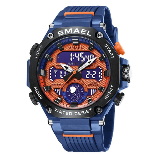 SMAEL 8069 Outdoor Multifunctional Waterproof Sports Alloy Luminous Watch(Blue) - LED Digital Watches by SMAEL | Online Shopping UK | buy2fix