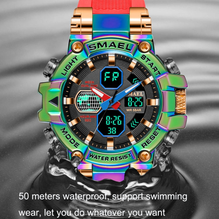 SMAEL 8027 Multifunctional Alloy Sports Colorful Watch Men Electronic Watch(Rose Gold) - LED Digital Watches by SMAEL | Online Shopping UK | buy2fix