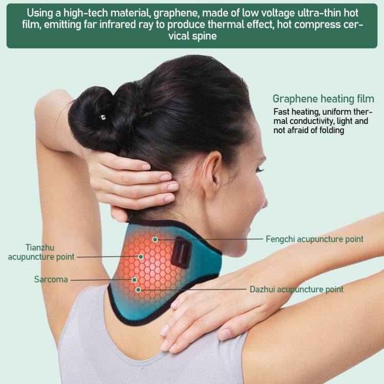 USB Electric Heating Neck Protector Graphene Neck Pain Relief Tool(Sea Green) - Massage & Relaxation by buy2fix | Online Shopping UK | buy2fix