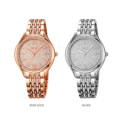 SKMEI 2030 Ladies Quartz Watch Waterproof Diamond Fine Steel Band Wrist Watch(Rose Gold) - Metal Strap Watches by SKMEI | Online Shopping UK | buy2fix