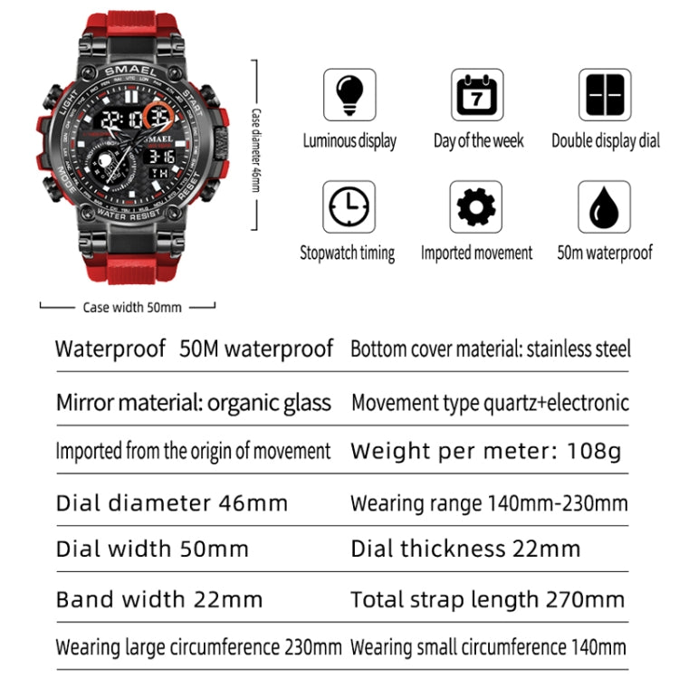 SMAEL 1803B Outdoor Waterproof Multifunctional Alloy Sports Watch(Silver Blue) - Sport Watches by SMAEL | Online Shopping UK | buy2fix