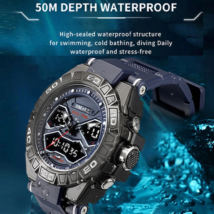 SMAEL 8070 Multifunctional Dual Display Waterproof Night Light Outdoor Alloy Sports Watch(Deep Red) - Sport Watches by SMAEL | Online Shopping UK | buy2fix