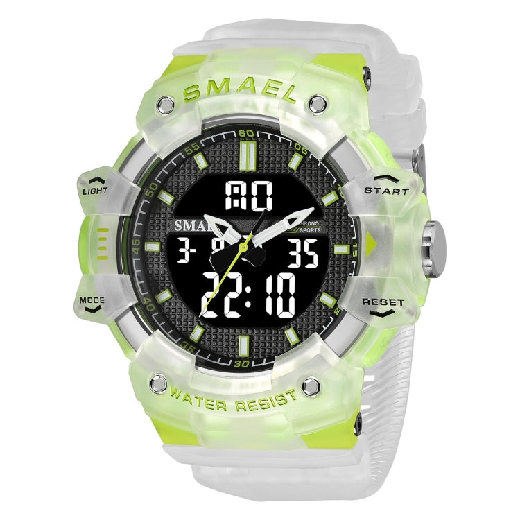 SMAEL 8080 Outdoor Sports Waterproof Multifunctional Glowing Double Dial Watch(Translucent Green) - Sport Watches by SMAEL | Online Shopping UK | buy2fix