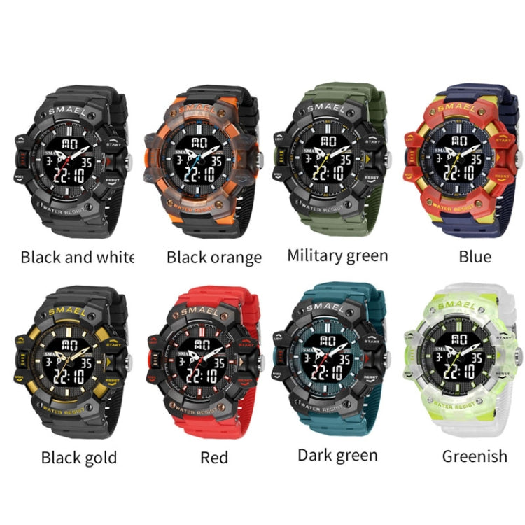 SMAEL 8080 Outdoor Sports Waterproof Multifunctional Glowing Double Dial Watch(Black Orange) - Sport Watches by SMAEL | Online Shopping UK | buy2fix