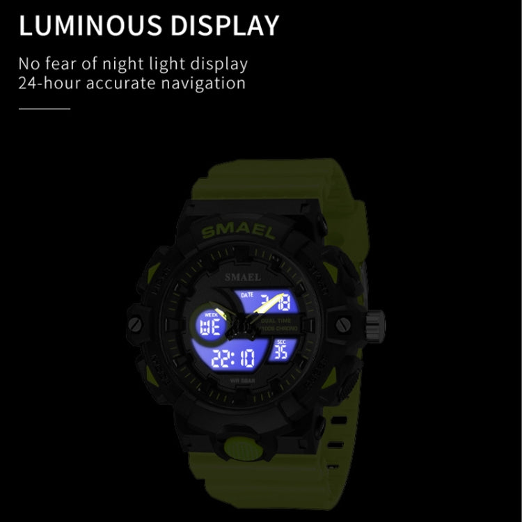 SMAEL 8081 Multifunctional Waterproof Luminous Numeric Digital Dual Display Outdoor Sports Watch(Black Gold) - LED Digital Watches by SMAEL | Online Shopping UK | buy2fix