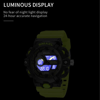 SMAEL 8081 Multifunctional Waterproof Luminous Numeric Digital Dual Display Outdoor Sports Watch(Army Green) - LED Digital Watches by SMAEL | Online Shopping UK | buy2fix