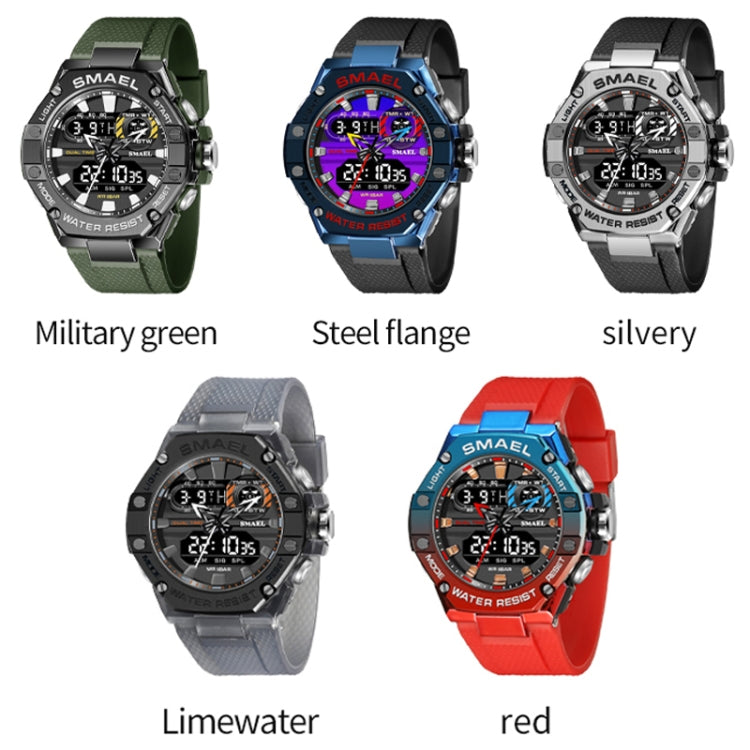 SMAEL 8066 Outdoor Electronic Sports Watch Alloy Colorful Multifunctional Men Watch(Silver) - Sport Watches by SMAEL | Online Shopping UK | buy2fix