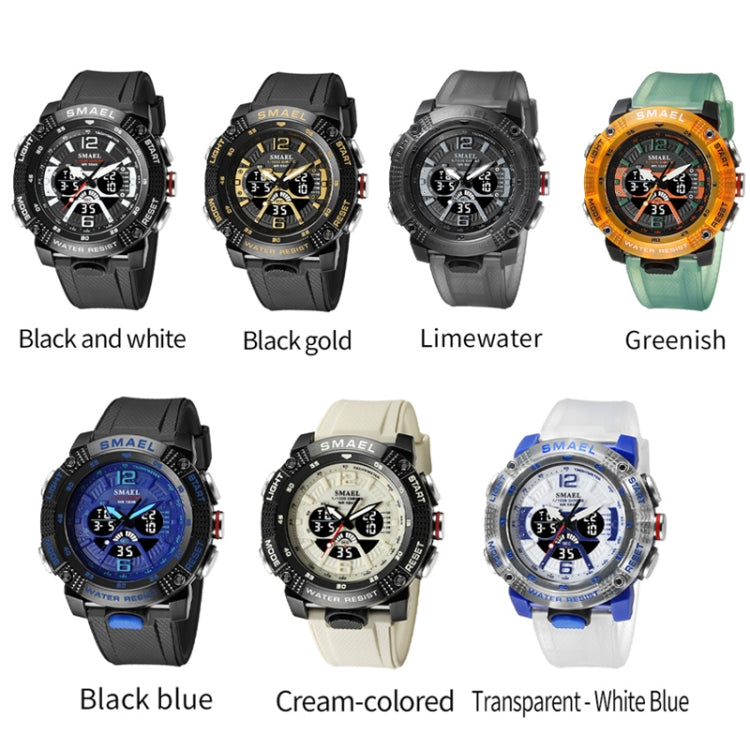 SMAEL 8058 Outdoor Sports Multifunctional Waterproof Electronics Watch(Black White) - Sport Watches by SMAEL | Online Shopping UK | buy2fix