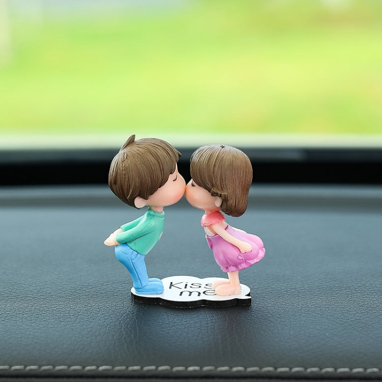 2pcs Car Ornament Ornament Lovely Kissing Couple Doll, Color: Blue Purple Kiss Couple - In Car by buy2fix | Online Shopping UK | buy2fix