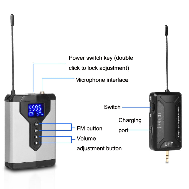 Q6 1 Drag 1 Wireless Lavalier Head Wear USB Computer Recording Microphone Live Phone SLR Lavalier Microphone - Consumer Electronics by buy2fix | Online Shopping UK | buy2fix