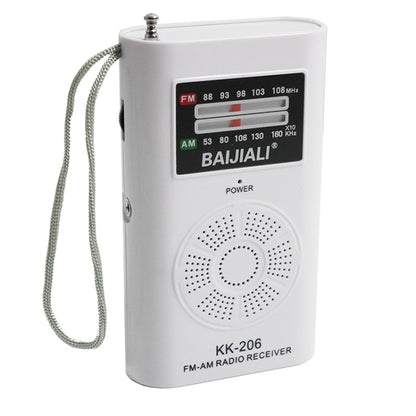 BAIJIALI KK-206 Mini Portable Radio Retro Pointer Multifunctional FM / AM Radio(White) - Consumer Electronics by BAIJIALI | Online Shopping UK | buy2fix