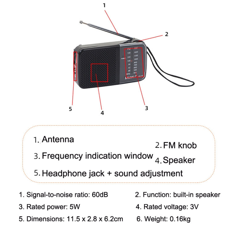 BAIJIALI KK-218 Vintage Analog Portable Multiband Built-in Speaker Radio(Black) - Consumer Electronics by BAIJIALI | Online Shopping UK | buy2fix