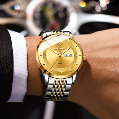 BINBOND B2077 30M Waterproof Quartz Luminous Watch Butterfly Buckle Men's Steel Belt Watch(Full-gold-Gold) - Metal Strap Watches by BINBOND | Online Shopping UK | buy2fix