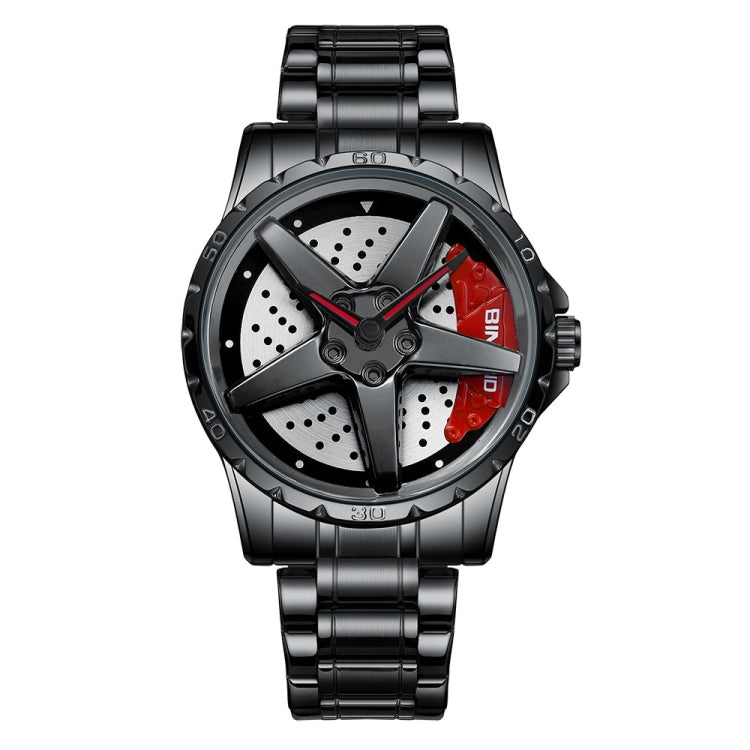 BINBOND D002 Car Hub Dial Multifunctional Waterproof and Wear-resistant Men's Watch(Black Steel-Red) - Metal Strap Watches by BINBOND | Online Shopping UK | buy2fix