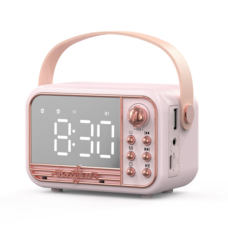 S11 Handheld Retro Alarm Clock Bluetooth Speaker Desktop Portable Clock(Pink) - Desktop Speaker by buy2fix | Online Shopping UK | buy2fix