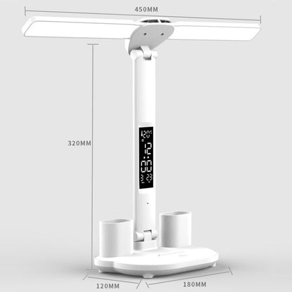 LED Intelligent Digital Display Foldable Desk Lamp, Style: Double Head USB Straight Plug -  by buy2fix | Online Shopping UK | buy2fix