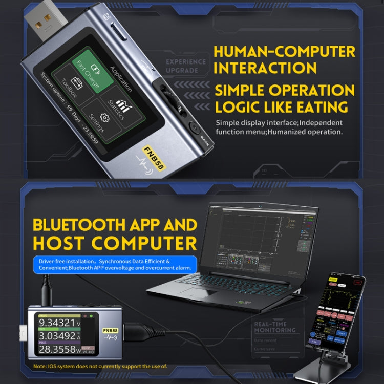 FNIRSI FNB58 USB Voltage Ammeter TYPE-C Fast Charge Power Tester, Specification: Bluetooth -  by FNIRSI | Online Shopping UK | buy2fix