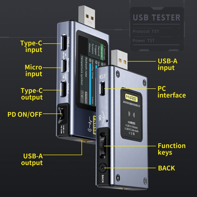 FNIRSI FNB58 USB Voltage Ammeter TYPE-C Fast Charge Power Tester, Specification: Bluetooth -  by FNIRSI | Online Shopping UK | buy2fix