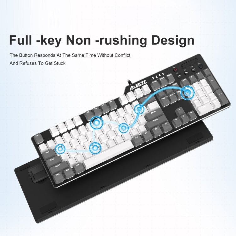 Ajazz AK35I 110 Keys White Light Backlight PBT Keycap Wired Mechanical Keyboard Black Shaft (Gray White) - Wired Keyboard by Ajazz | Online Shopping UK | buy2fix