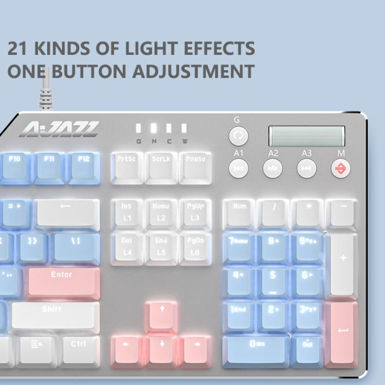 Ajazz AK35I 110 Keys White Light Backlight PBT Keycap Wired Mechanical Keyboard Green Shaft (Blue White) - Wired Keyboard by Ajazz | Online Shopping UK | buy2fix