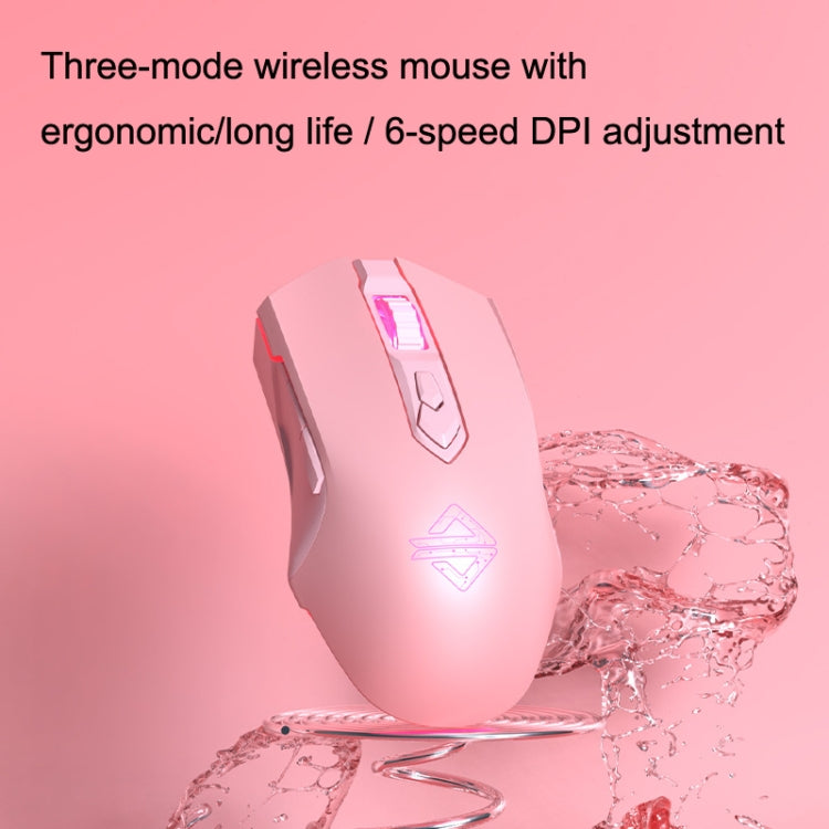 Ajazz AJ52PRO 8 Keys Three-mode Bluetooth/Wireless/Wired RGB Gaming Mouse(Aj52pro pink version) - Wireless Mice by Ajazz | Online Shopping UK | buy2fix