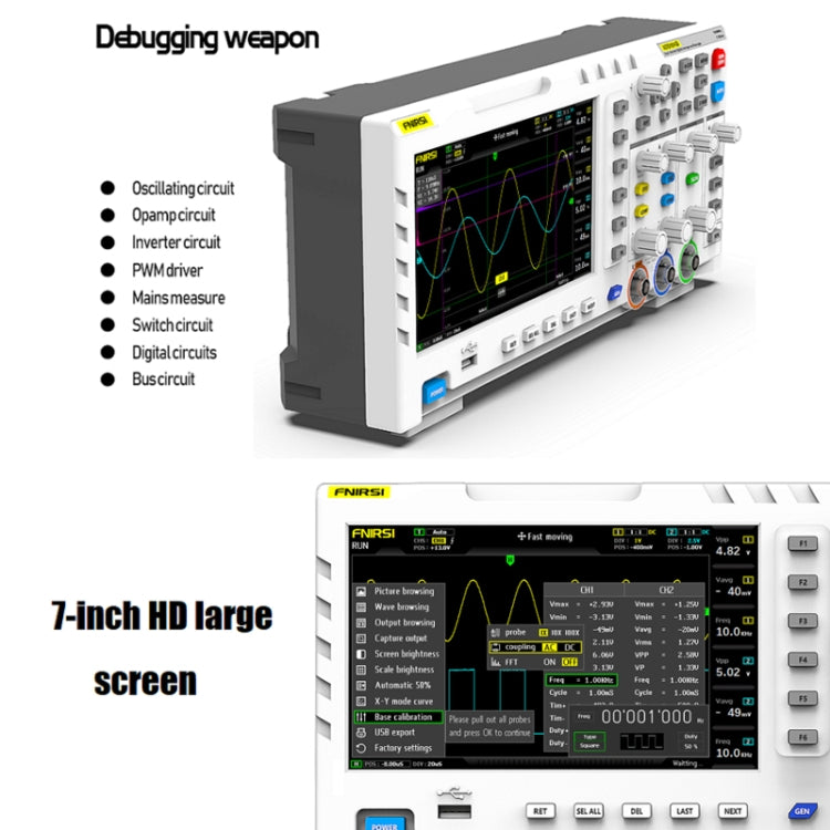 FNIRSI 1014D +P4100 Probe 2 in 1 Dual-channel 100M Bandwidth Digital Oscilloscope 1GS Sampling Signal Generator, US Plug - Digital Multimeter by FNIRSI | Online Shopping UK | buy2fix