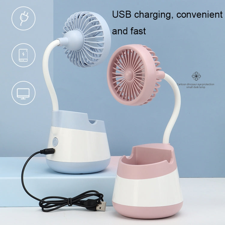 276A USB Charging Desktop Pen Holder Fan with Phone Holder Function Dormitory Portable Fan(Blue) - Electric Fans by buy2fix | Online Shopping UK | buy2fix