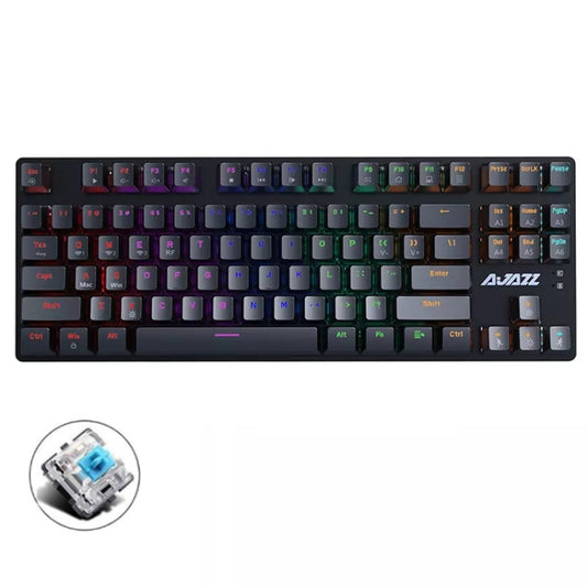 Ajazz AK40pro 87 Keys Bluetooth/Wireless/Wired Three Mode Game Office Mechanical Keyboard Mixed Light Green Shaft (Black) - Wireless Keyboard by Ajazz | Online Shopping UK | buy2fix