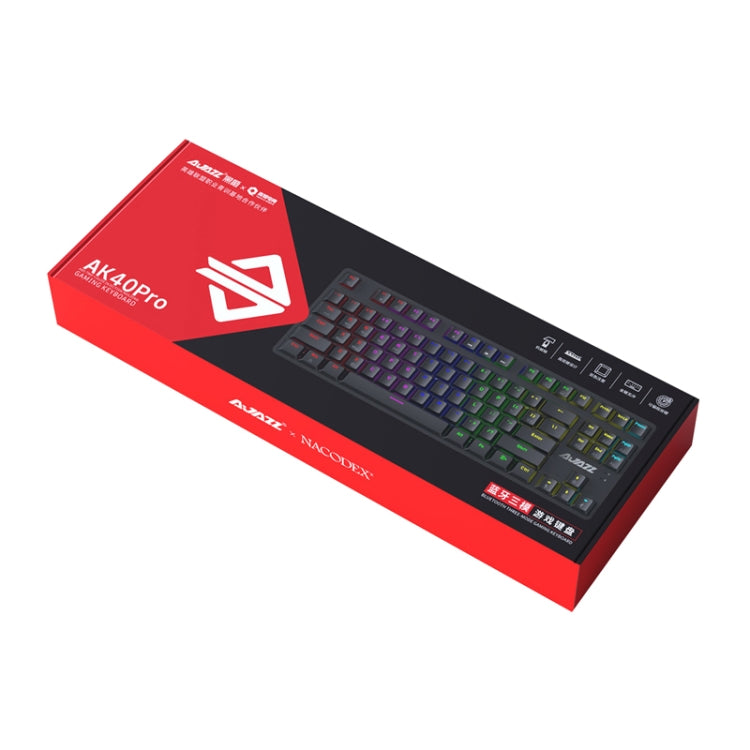 Ajazz AK40pro 87 Keys Bluetooth/Wireless/Wired Three Mode Game Office Mechanical Keyboard Mixed Light Tea Shaft (Black) - Wireless Keyboard by Ajazz | Online Shopping UK | buy2fix
