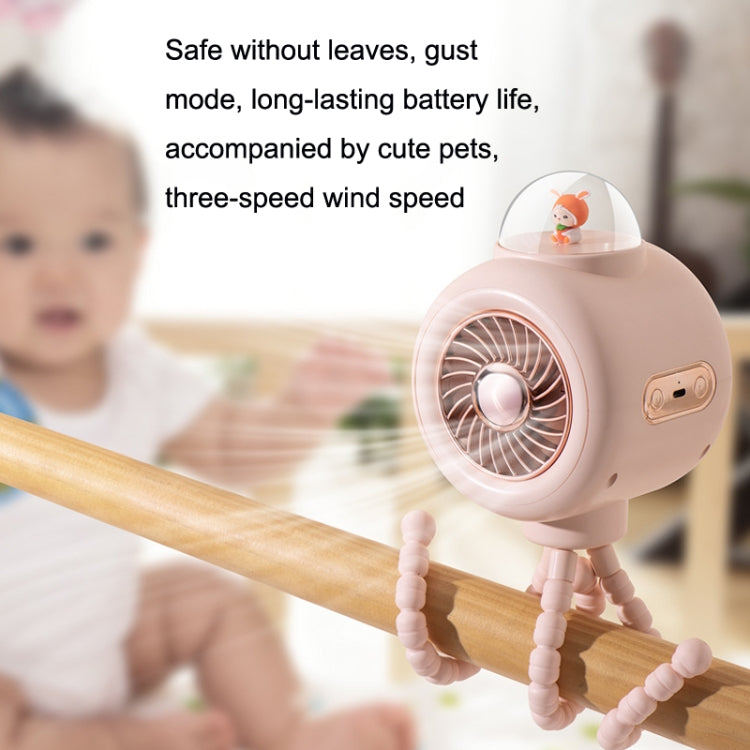 Baby Stroller Fan Home Mute Outdoor Cooling Portable Rabbit Octopus Fan Without Shake Head (Pink) - Electric Fans by buy2fix | Online Shopping UK | buy2fix