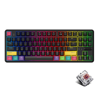 Ajazz K870T 87-Key Hot Swap Bluetooth/Wired Dual Mode RGB Backlight Office Game Mechanical Keyboard Tea Shaft (Black) - Wireless Keyboard by Ajazz | Online Shopping UK | buy2fix