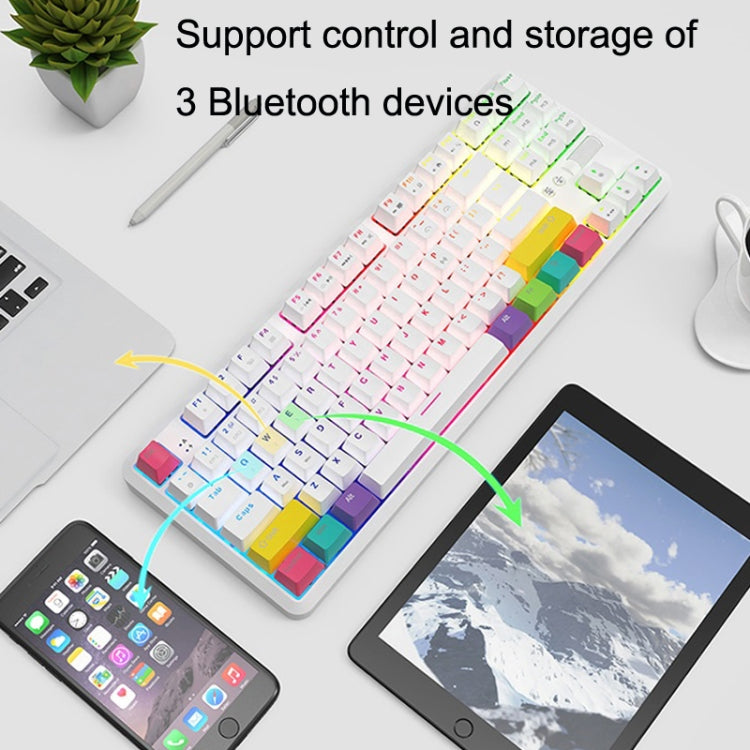 Ajazz K870T 87-Key Hot Swap Bluetooth/Wired Dual Mode RGB Backlight Office Game Mechanical Keyboard Tea Shaft (Black) - Wireless Keyboard by Ajazz | Online Shopping UK | buy2fix