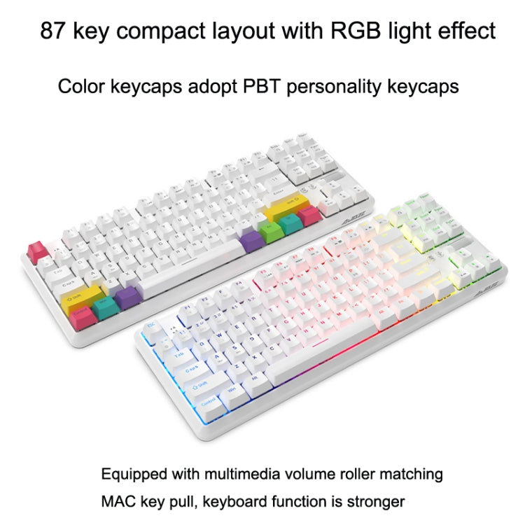 Ajazz K870T 87-Key Hot Swap Bluetooth/Wired Dual Mode RGB Backlight Office Game Mechanical Keyboard Green Shaft (Black) - Wireless Keyboard by Ajazz | Online Shopping UK | buy2fix