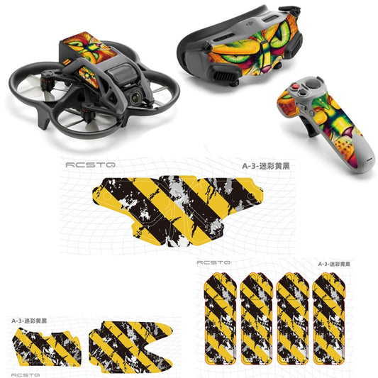 For DJI Avata RCSTQ Body Sticker For Goggles 2 Glasses PVC Colorful Sticker Set(Camouflage Yellow Black) -  by RCSTQ | Online Shopping UK | buy2fix