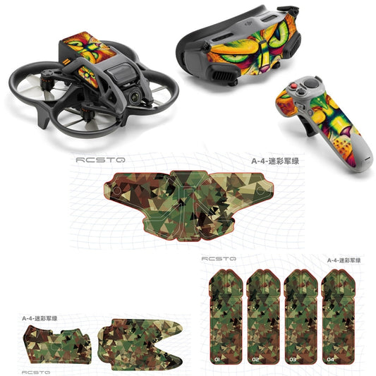 For DJI Avata RCSTQ Body Sticker For Goggles 2 Glasses PVC Colorful Sticker Set(Camouflage Green) -  by RCSTQ | Online Shopping UK | buy2fix