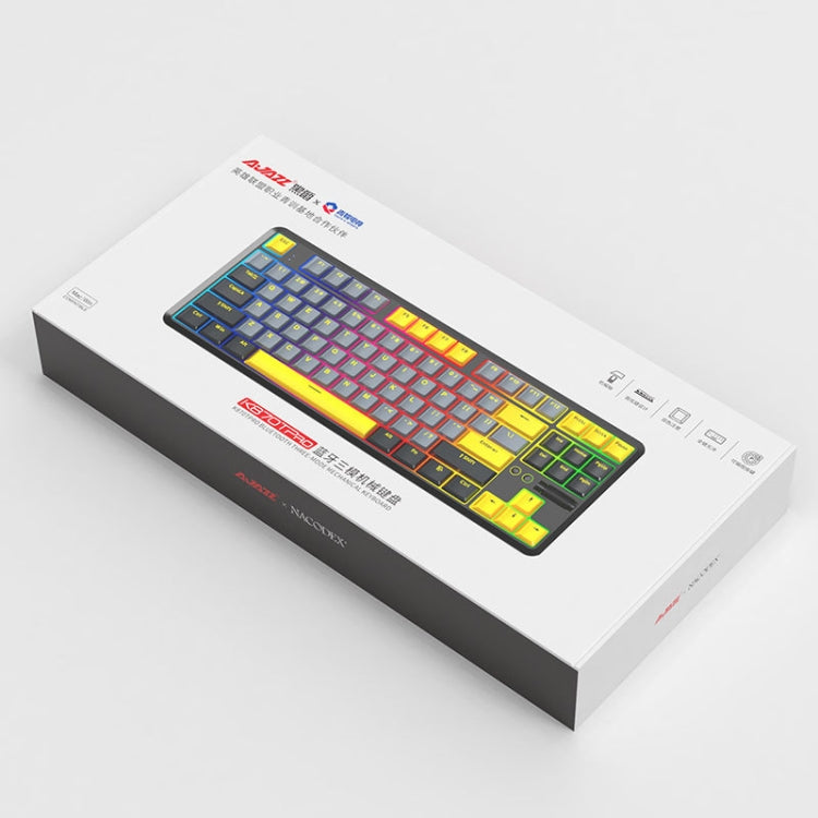 Ajazz K870T Pro 87 Keys Three Mode Wireless/Bluetooth/Wired Pluggable RGB Mechanical Keyboard Red Shaft (Black) - Wireless Keyboard by Ajazz | Online Shopping UK | buy2fix
