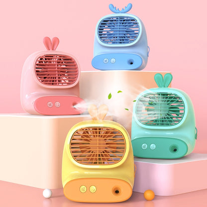 CS1319 Desktop Small Hydrating Spray Cartoon Fan Rechargeable Silent Humidifying Fan(Bunny Blue) - Electric Fans by buy2fix | Online Shopping UK | buy2fix