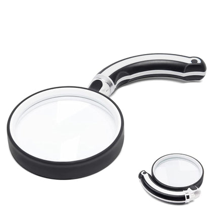 90mm Rubber Handle Folding Rotating Hand Magnifying Glass - Hand Held Style by buy2fix | Online Shopping UK | buy2fix