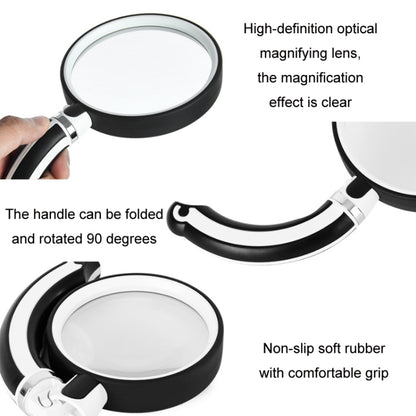 100mm Rubber Handle Folding Rotating Hand Magnifying Glass - Hand Held Style by buy2fix | Online Shopping UK | buy2fix