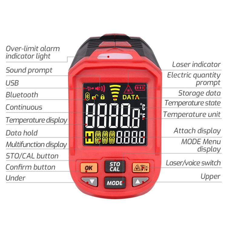 TASI TA603B -32-1380 degrees Celsius Color Screen Infrared Thermometer Industrial Electronic Thermometer - Thermostat & Thermometer by TASI | Online Shopping UK | buy2fix