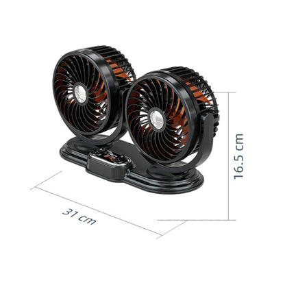 F621U Car Rotatable Turntable Silent Car Double Head Fan, Model: High Allocation 24V Cigarette Lighter - Heating & Fans by buy2fix | Online Shopping UK | buy2fix